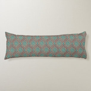 Coussins Longs Motif d'oignon ethnique chic en Maroon, Turquoise