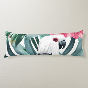 Coussins Longs Motif d'oiseau perroquet blanc tropical