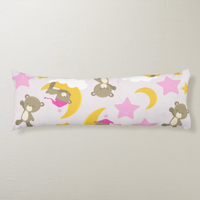 Coussins Longs Motif D'Ours, Nounours, Mignons Ours, Étoiles (Devant)