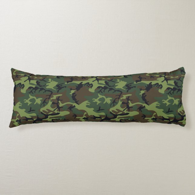 Coussins Longs Motif du Camouflage Vert, Motif militaire, Armée (Devant)