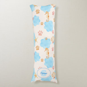 Coussins Longs Motif Empreinte de patte d'inspiration océanique a