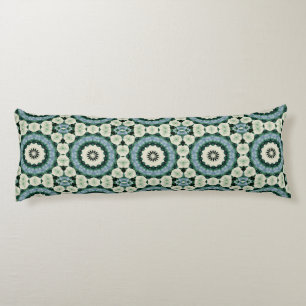 Coussins Longs Motif en carrelage bleu céruléen et vert jungle