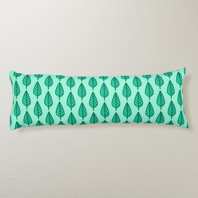 Coussins Longs Motif en feuille de hêtre - Turquoise et aqua (Dos)