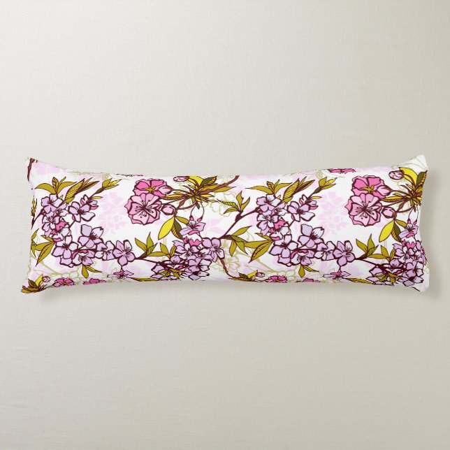 Coussins Longs Motif en fleurs de cerisiers  (Devant)