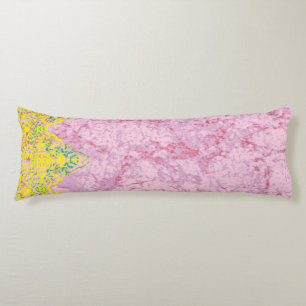 Coussins Longs Motif en tissu dynamique avec rose, jaune et