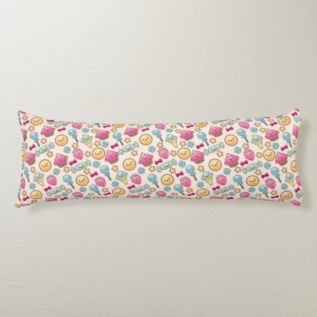 Coussins Longs Motif enfant Kawaii avec des gribouillis mignons (Devant)