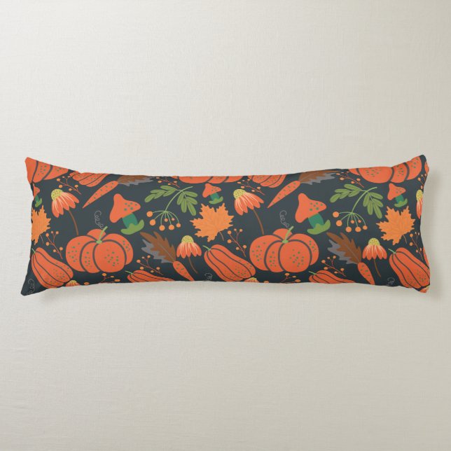 Coussins Longs Motif et carottes citrouille rouge sans soudure (Devant)