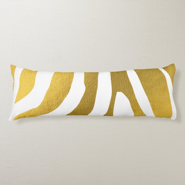 Coussins Longs Motif Faux Gold Zebra Print Stripes (Devant)