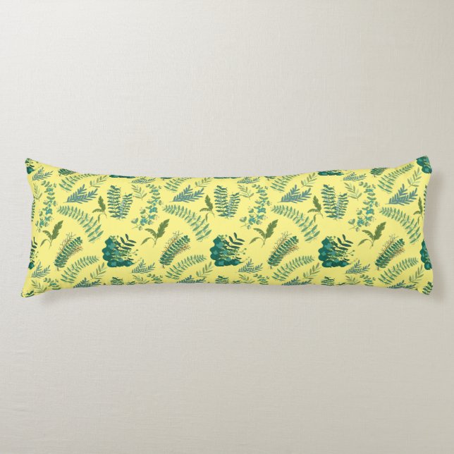 Coussins Longs Motif feuille 10.bw LYellow BG (Devant)