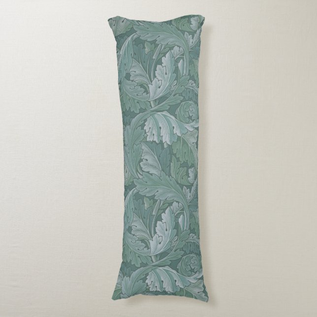 Coussins Longs Motif feuille d'acanthe bleu sarcelle de William M (Devant (Vertical))