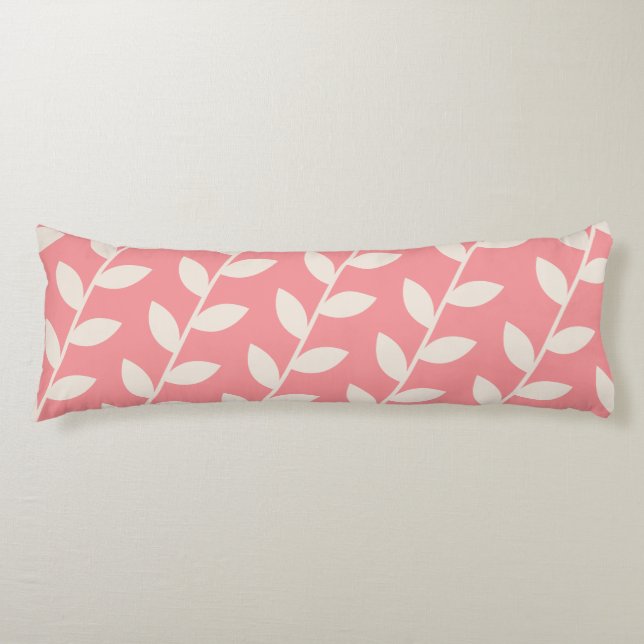 Coussins Longs Motif feuille rétro rose personnalisé (Devant)