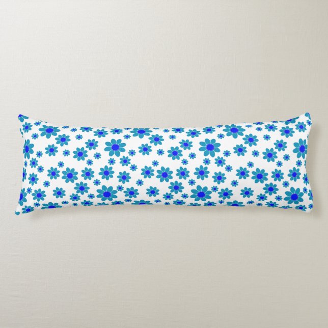 Coussins Longs Motif Fleur Bleue | Motif Daisy (Devant)
