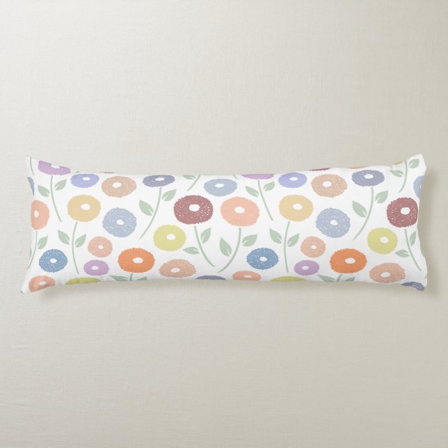 Coussins Longs Motif Fleur Floue Lg Pastels sur Fond Blanc (Devant)