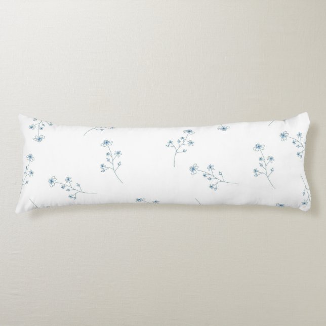 Coussins Longs Motif Fleur sauvage bleu (Devant)
