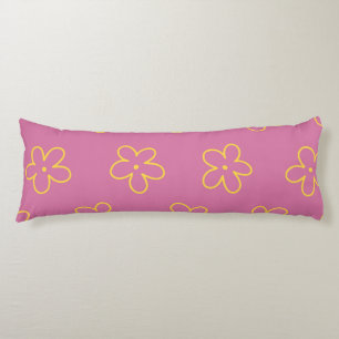 Coussins Longs Motif Fleur simple et jaune rétro