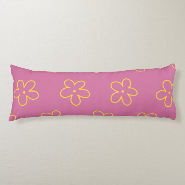 Coussins Longs Motif Fleur simple et jaune rétro (Devant)