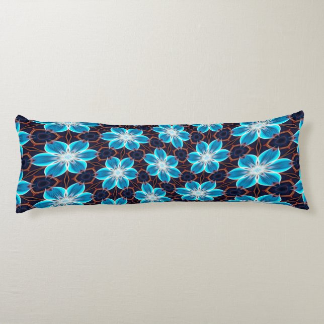 Coussins Longs Motif Fleurs bleues Abstraites (Dos)