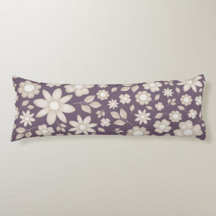 Coussins Longs Motif floral aquarelle prune romantique assourdi