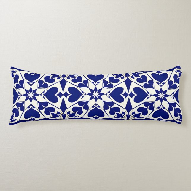 Coussins Longs Motif floral bleu et blanc élégant (Devant)