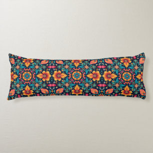 Coussins Longs Motif floral bohème coloré à symétrie élégante