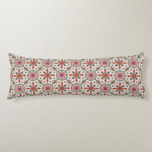 Coussins Longs Motif floral boho en rouge, rose et sarcelle