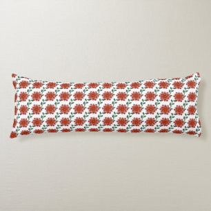 Coussins Longs Motif floral corail élégant Fleurs rouges vintag