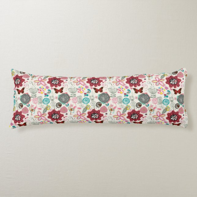 Coussins Longs Motif floral dans le rétro style 5 (Devant)