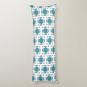 Coussins Longs Motif floral d'art populaire hongrois bleu