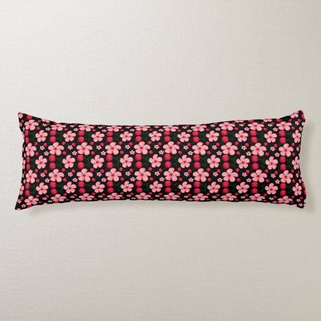 Coussins Longs Motif floral de fleurs de cerisier, fleurs roses  (Devant)