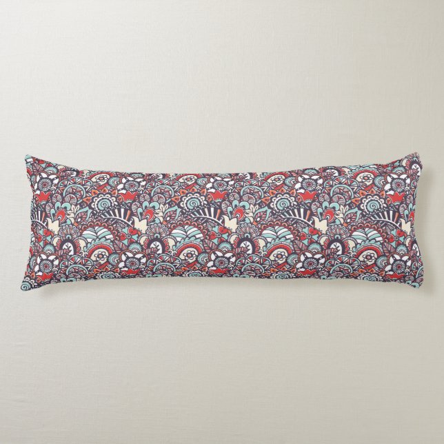 Coussins Longs Motif floral de griffonnage de Paisley (Devant)