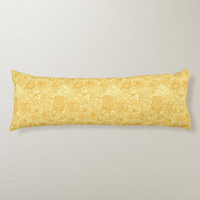 Coussins Longs Motif floral d'été dans des couleurs chaudes (Devant)