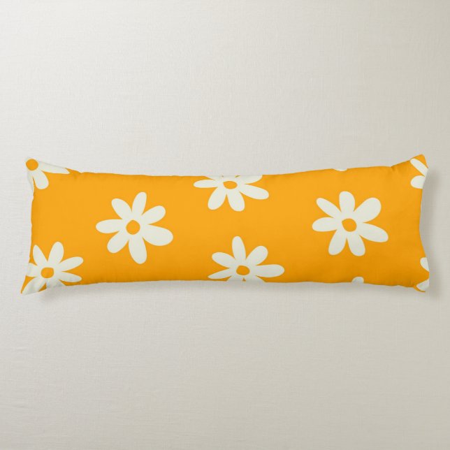 Coussins Longs Motif floral jaune rétro simple (Devant)