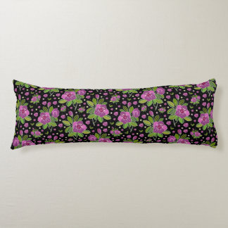 Coussins Longs Motif floral lilas rose vert noir