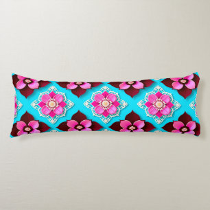 Coussins Longs Motif floral lumineux avec fleurs roses