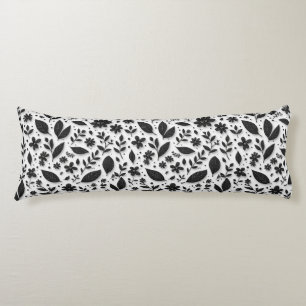 Coussins Longs Motif floral monochrome avec feuilles et fleurs