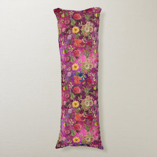 Coussins Longs Motif floral monogramme de fleurs violettes rose c