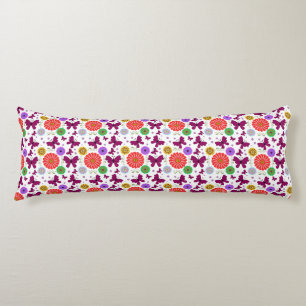 Coussins Longs Motif floral papillon rétro Art folklorique coloré