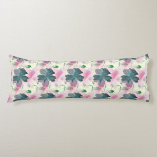 Coussins Longs Motif floral rose aquarelle douce