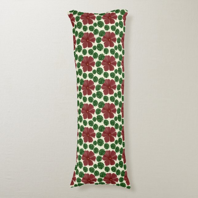 Coussins Longs Motif floral rouge gras sans couture   (Devant (Vertical))