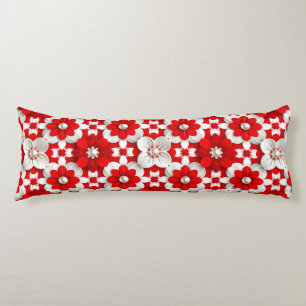 Coussins Longs Motif floral rouge vibrant pour la décoration inté
