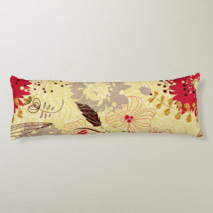 Coussins Longs Motif Floral Rustique Rétro Beige Et Rouge