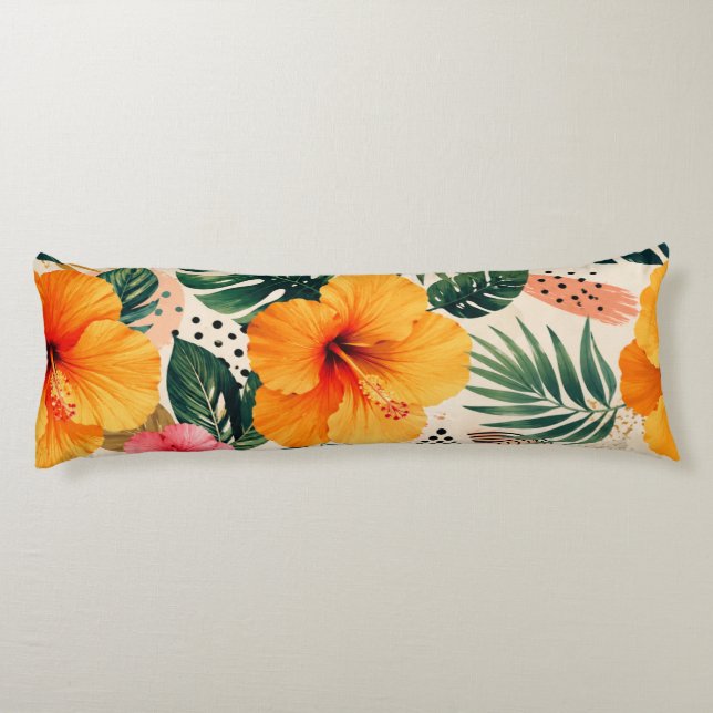 Coussins Longs Motif floral sans couture d'Hibiscus tropical vibr (Dos)