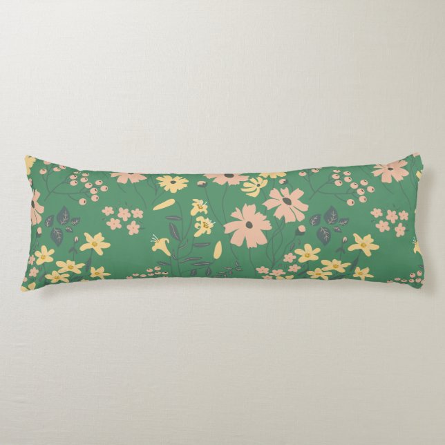 Coussins Longs Motif floral vert bohème moderne (Devant)