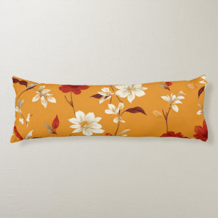 Coussins Longs Motif floral vintage bohème automne orange