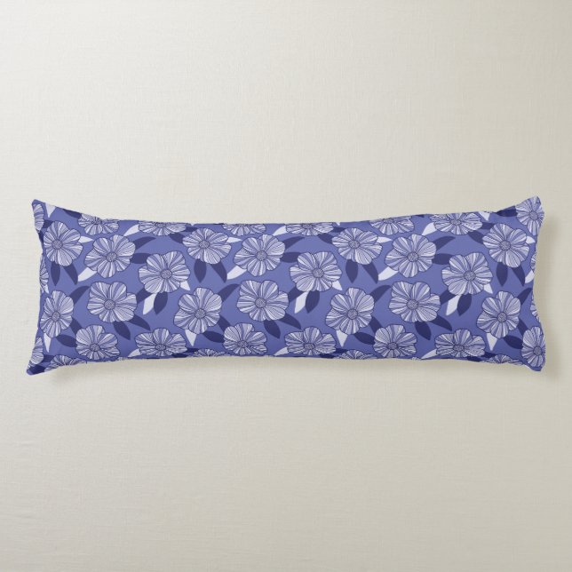 Coussins Longs Motif floral violet Pervenche (Devant)