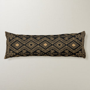 Coussins Longs Motif géométrique complexe en or noir sur surface