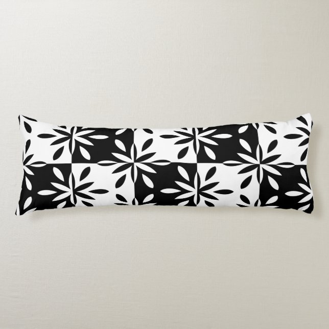 Coussins Longs Motif géométrique en noir et blanc (Devant)