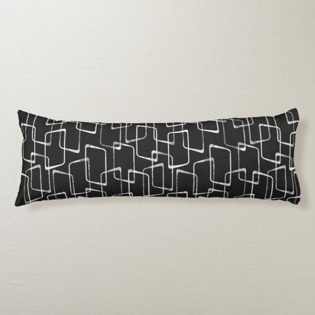 Coussins Longs Motif géométrique Soft Black Retro Lino (Devant)