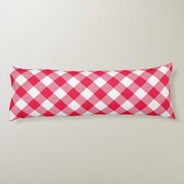 Coussins Longs Motif Gingham Rouge et Blanc Classique Rustique (Dos)