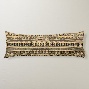 Coussins Longs Motif grec, motif méditerranéen, marron